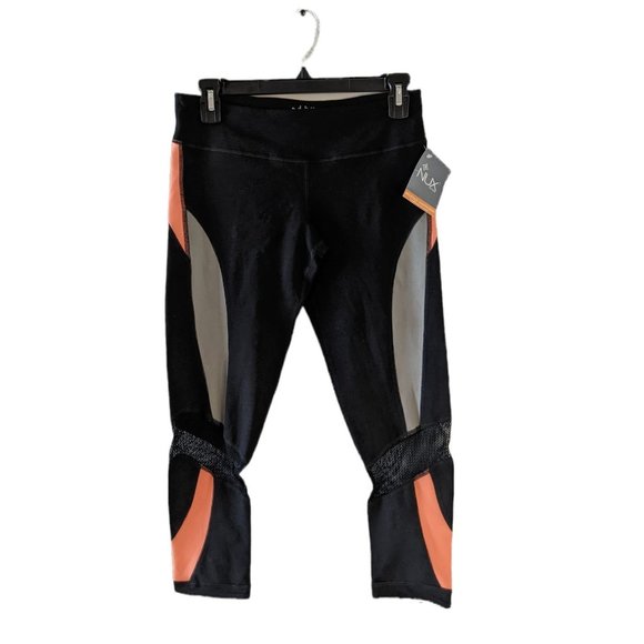 Nux Pull-On Capri Yoga Leggings S Workout Training Black/Orange - Picture 1 of 14